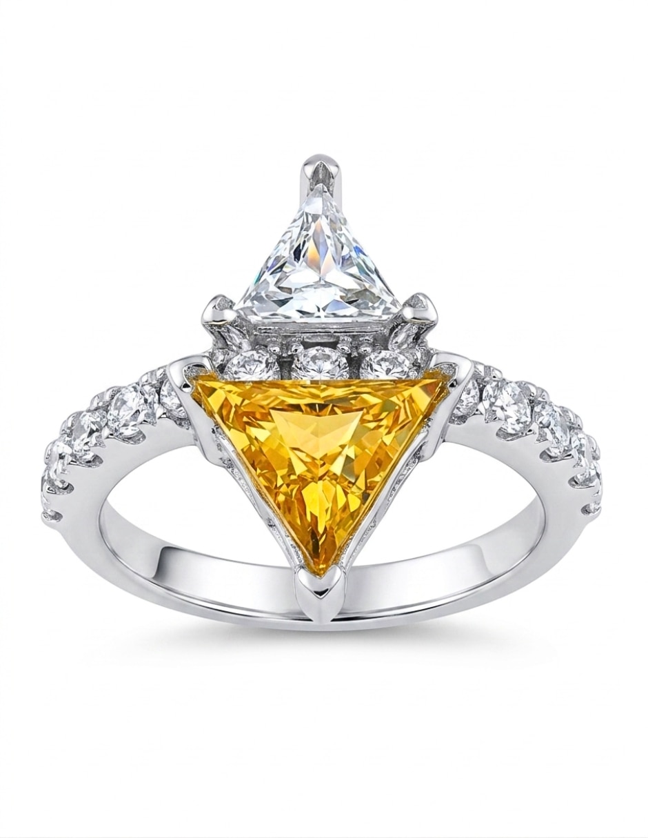 Anillo con gema de rombo aretize brillo de plata zirconia pavé