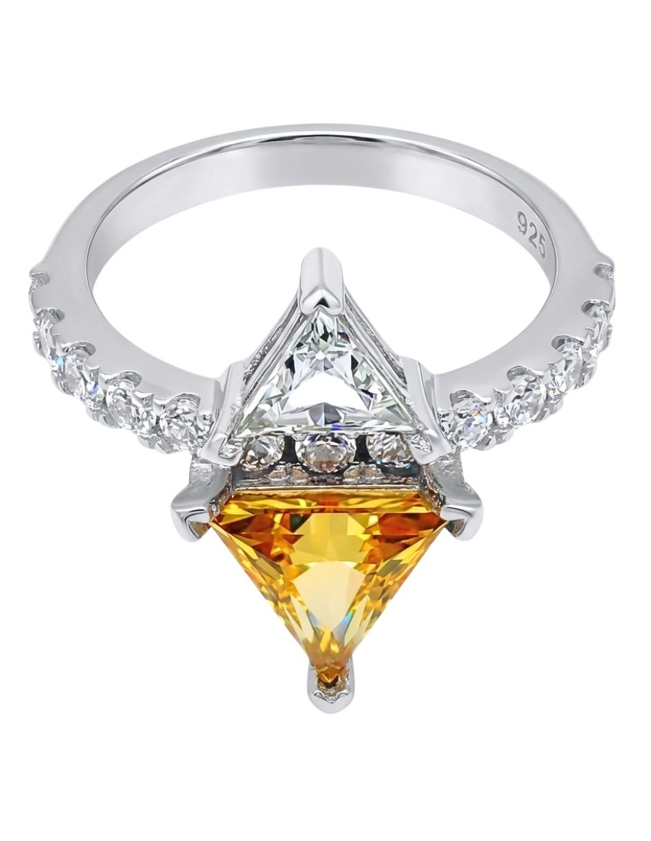Anillo con gema de rombo aretize brillo de plata zirconia pavé