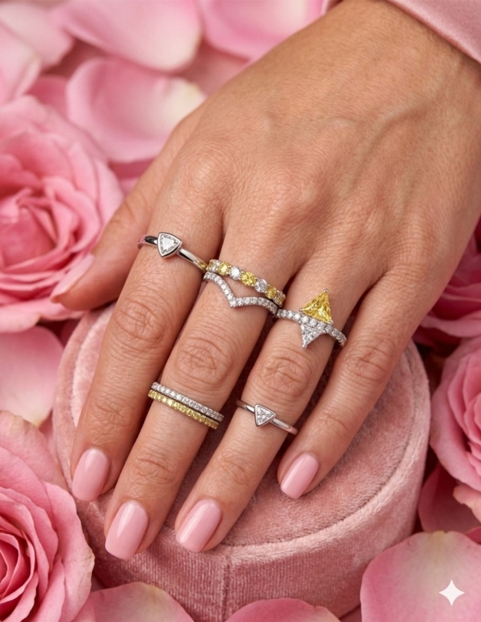 Anillo con gema de rombo aretize brillo de plata zirconia pavé