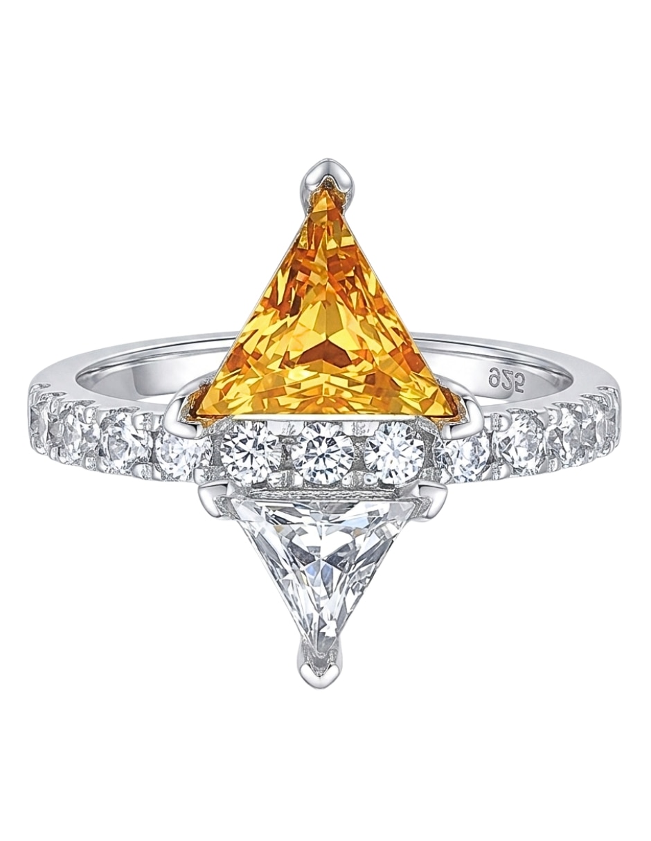 Anillo con gema de rombo aretize brillo de plata zirconia pavé