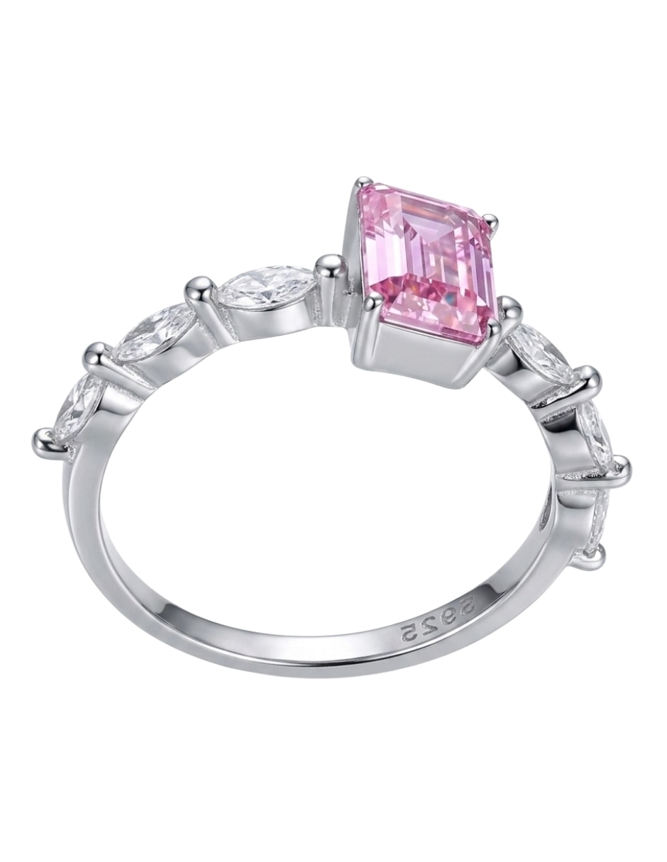 Anillo con gema rectangular Aretize P925 de plata zirconia cùbica pavé