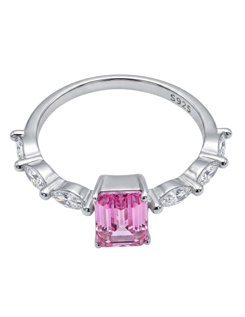Anillo con gema rectangular Aretize P925 de plata zirconia cùbica pavé