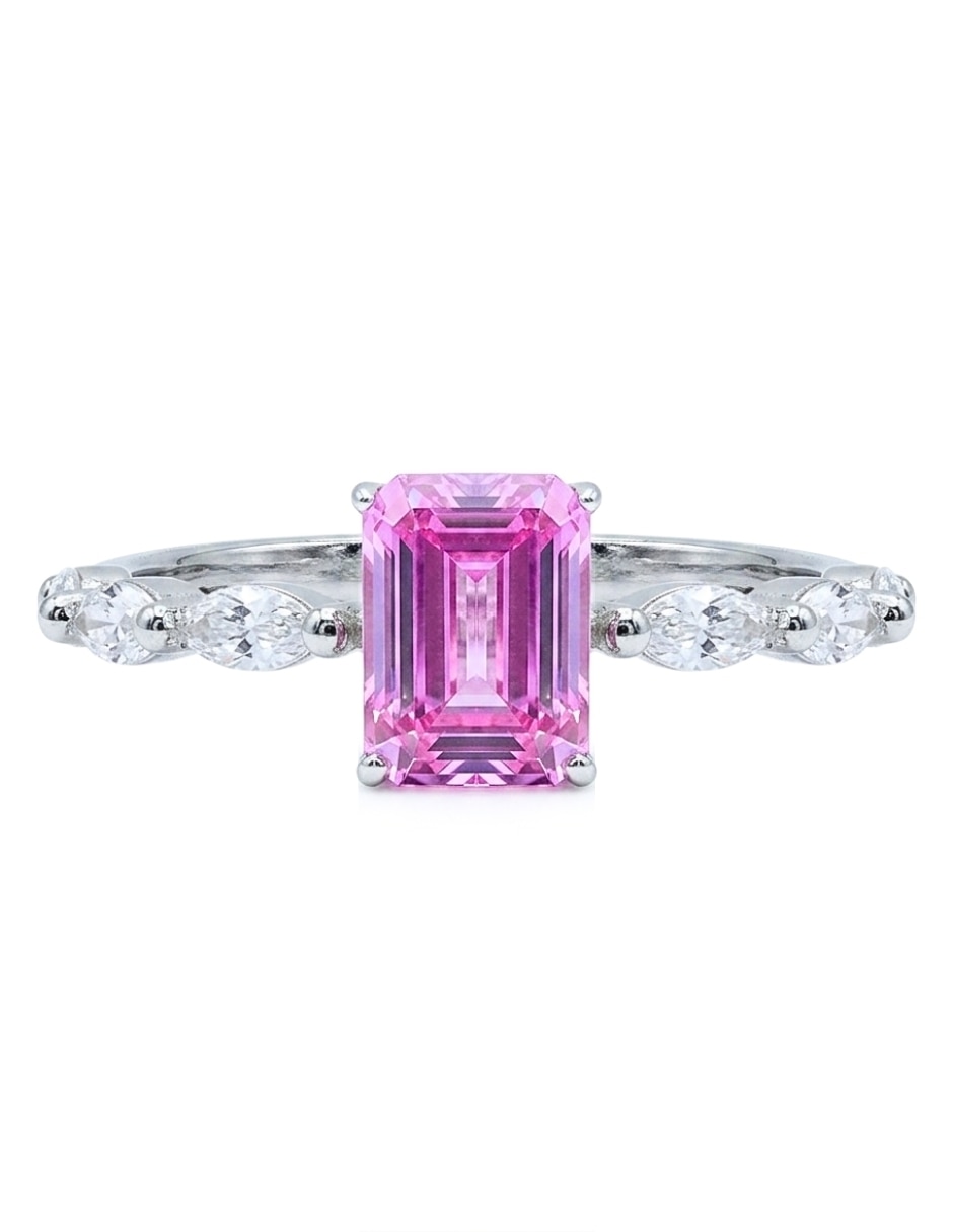 Anillo con gema rectangular Aretize P925 de plata zirconia cùbica pavé