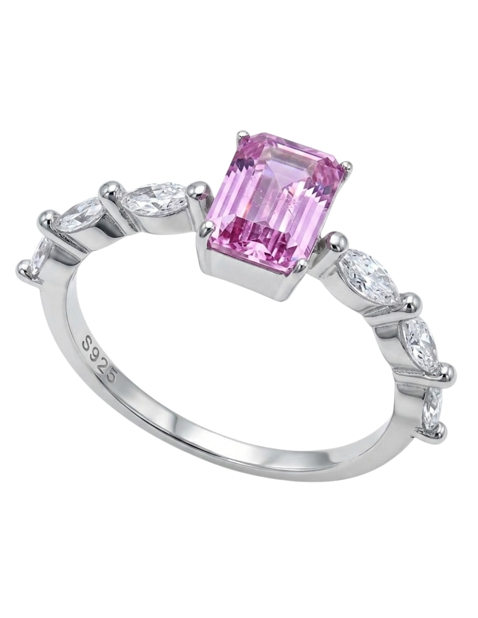 Anillo con gema rectangular Aretize P925 de plata zirconia cùbica pavé