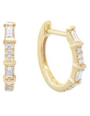 Aretes circulares de oro 14 K con acabado brillante diamante