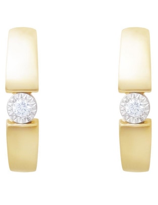Aretes circulares de oro 14 K con acabado brillante diamante