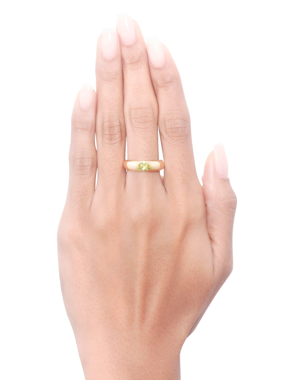 Anillo 14 k de oro peridoto pulido
