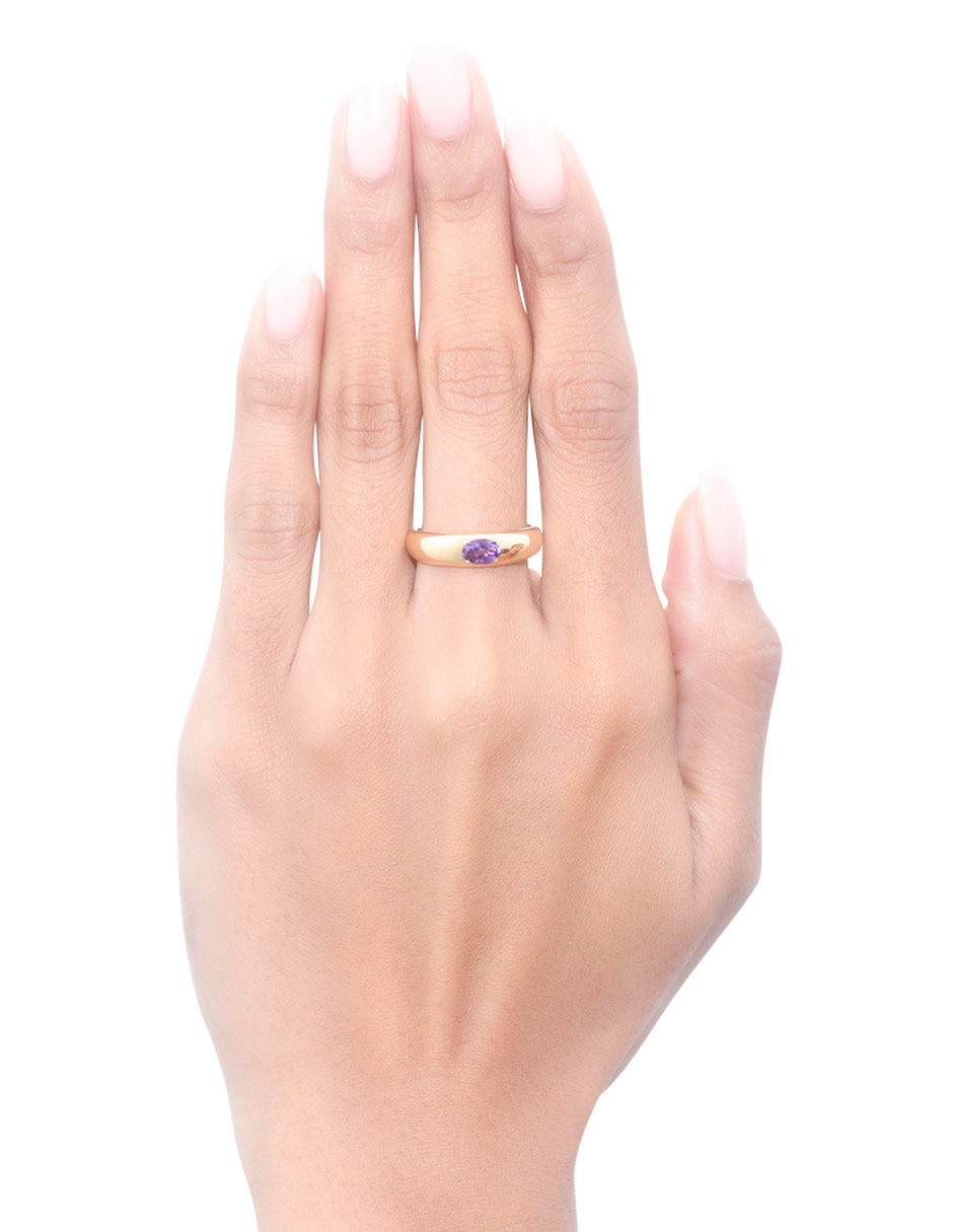 Anillo 14 k de oro amatista pulido