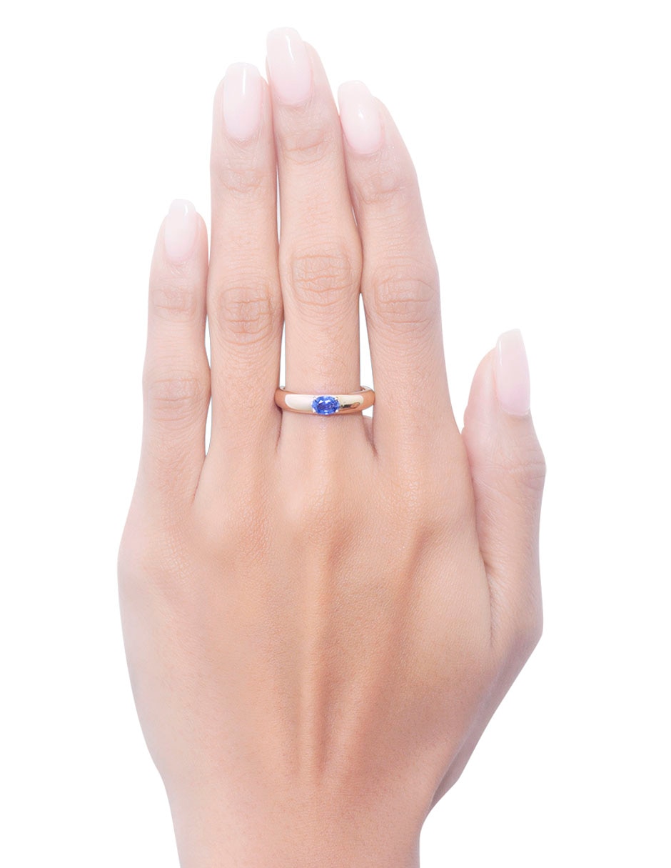 Anillo 14 k de oro zafiro brillante