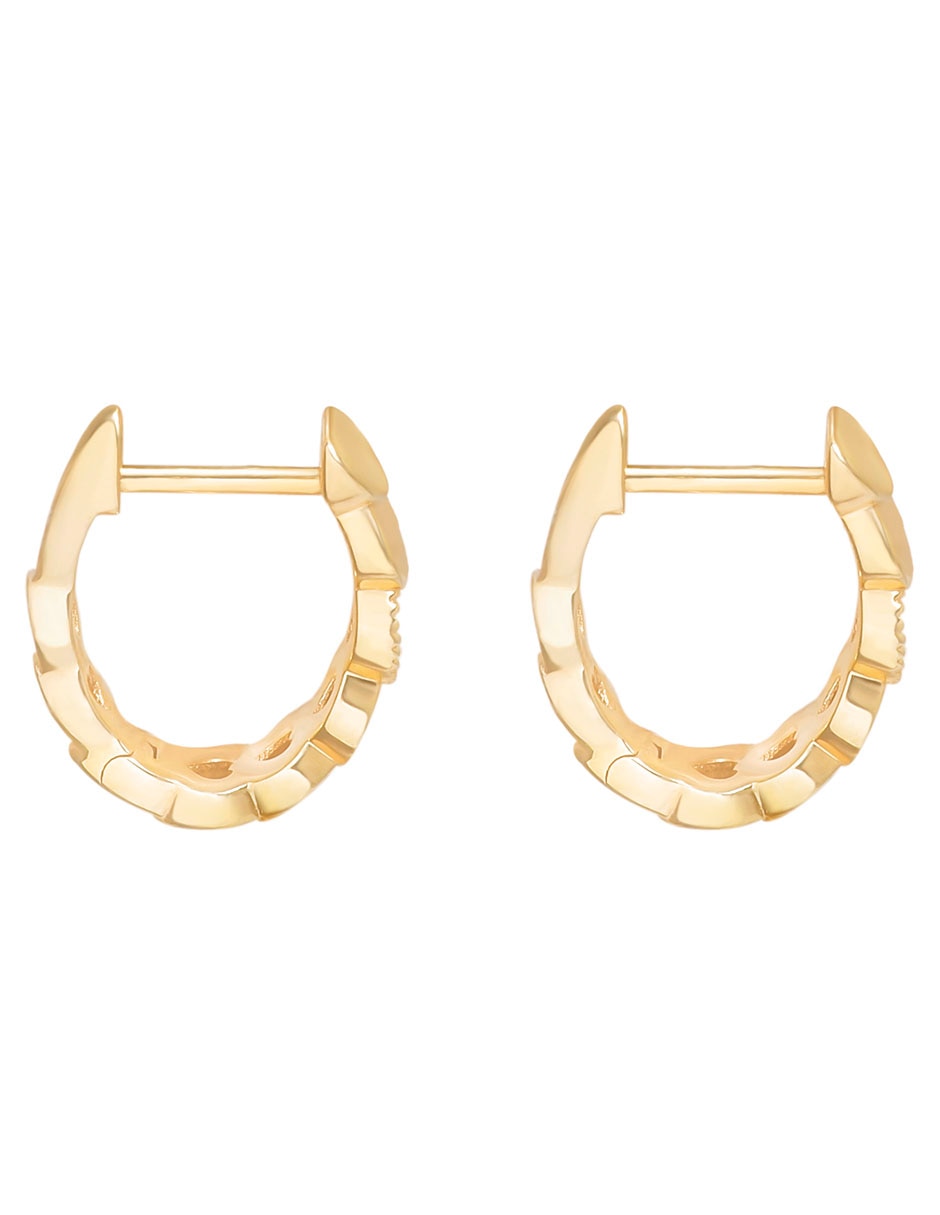 Aretes redondos de oro 14 K con acabado brillante zafiro rosa 2