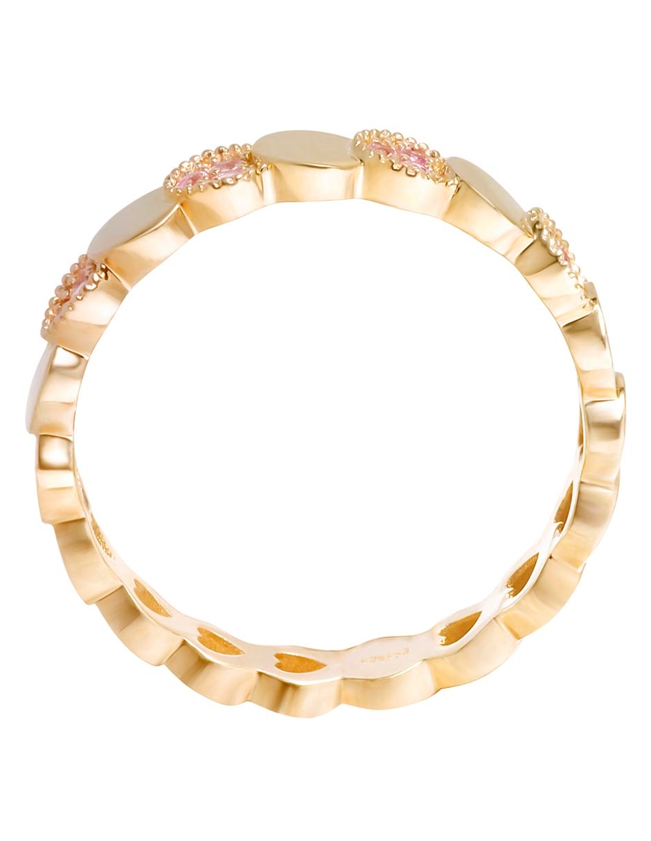 Anillo circular 14 k de oro zafiro rosa brillante