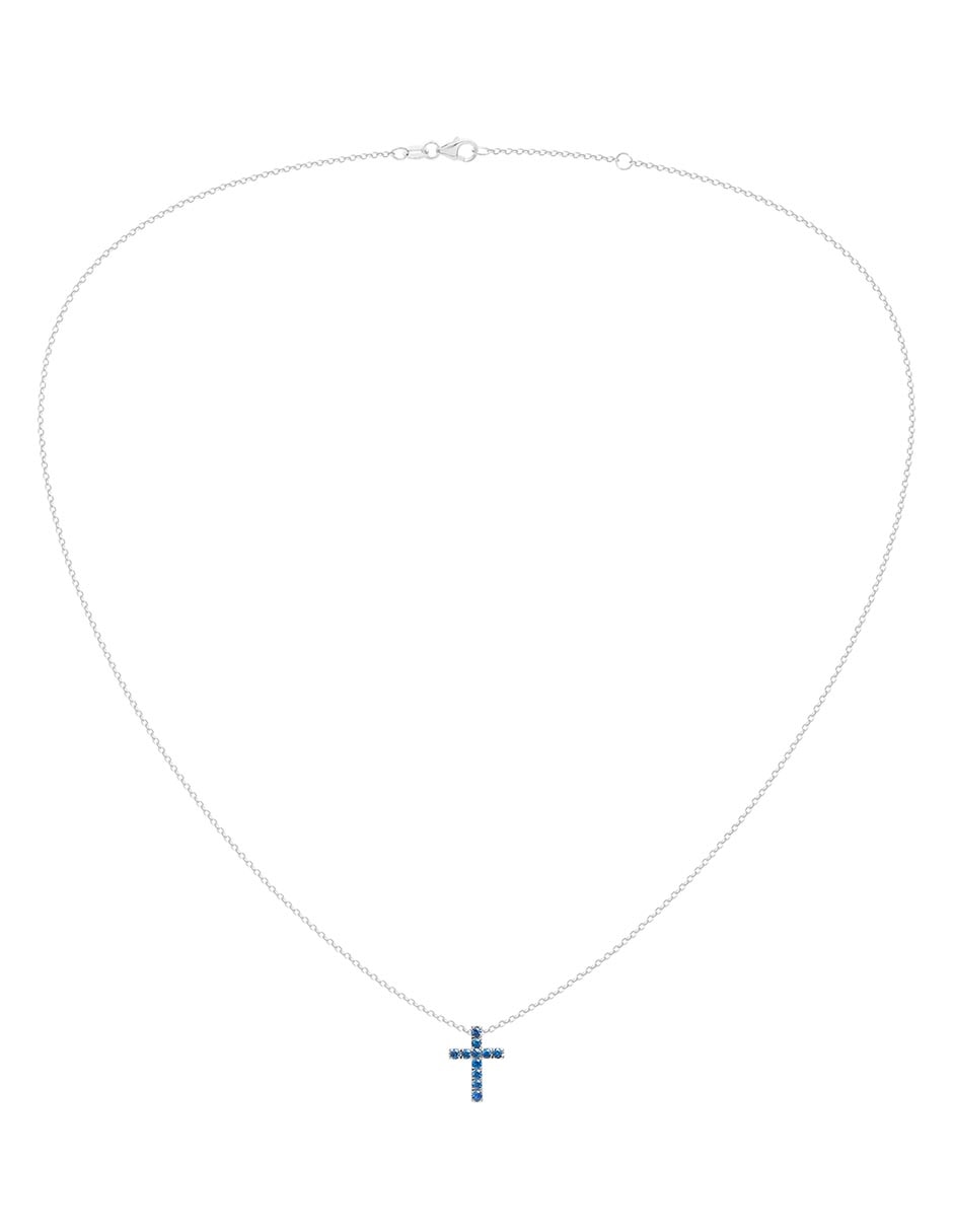 Collar cruz de oro blanco 14 K 2