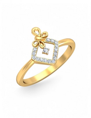 Anillo 10 k de oro amarillo zirconia brillante