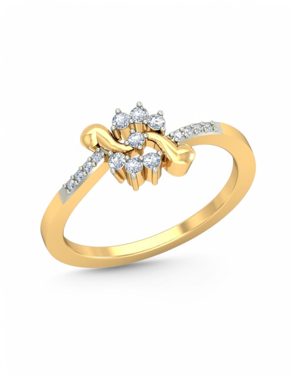 Anillo 10 k de oro amarillo zirconia brillante