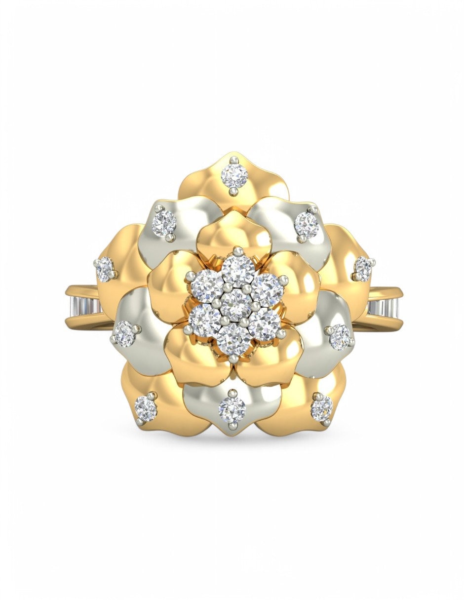 Anillo 10 k de oro amarillo zirconia brillante