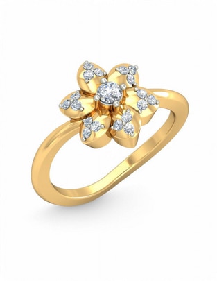 Anillo 10 k de oro amarillo zirconia brillante