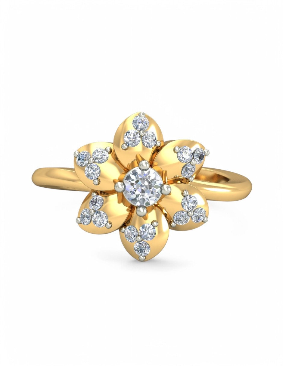 Anillo 10 k de oro amarillo zirconia brillante
