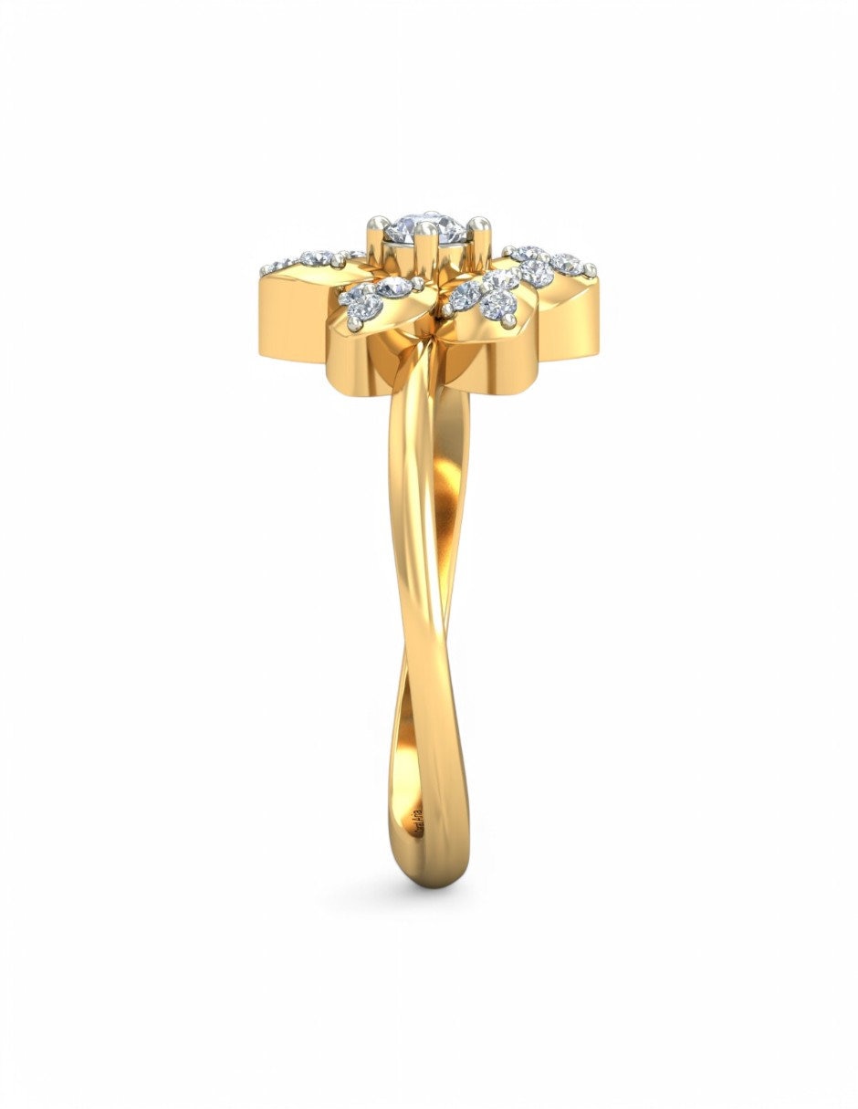 Anillo 10 k de oro amarillo zirconia brillante