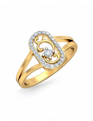 Anillo 10 k de oro amarillo zirconia brillante Anillo 10 k de oro amarillo zirconia brillante