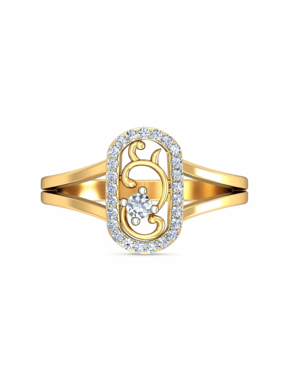 Anillo 10 k de oro amarillo zirconia brillante