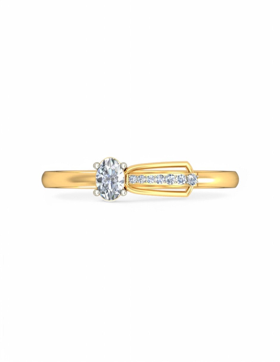 Anillo 10 k de oro amarillo zirconia brillante 5