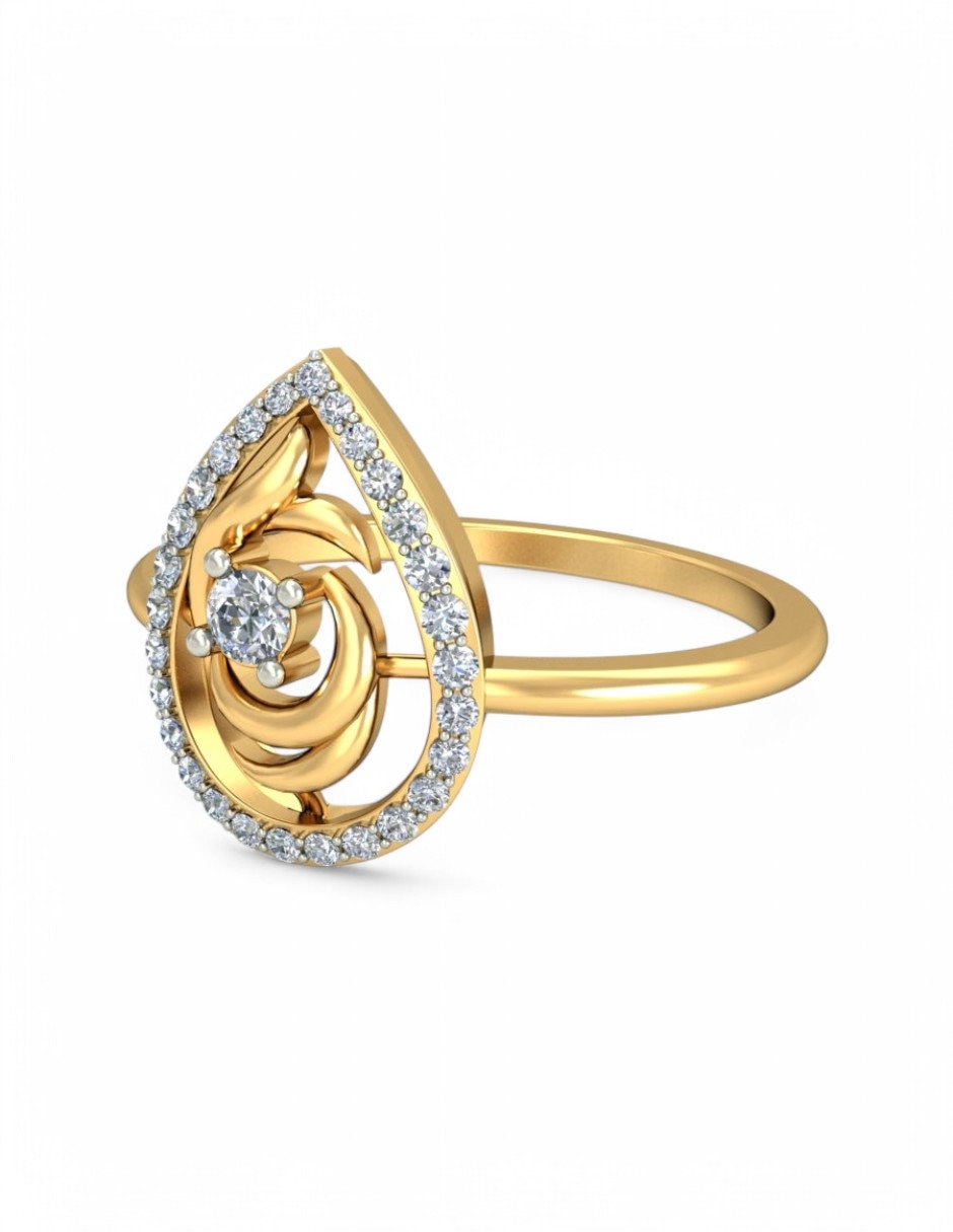 Anillo 10 k de oro amarillo zirconia brillante