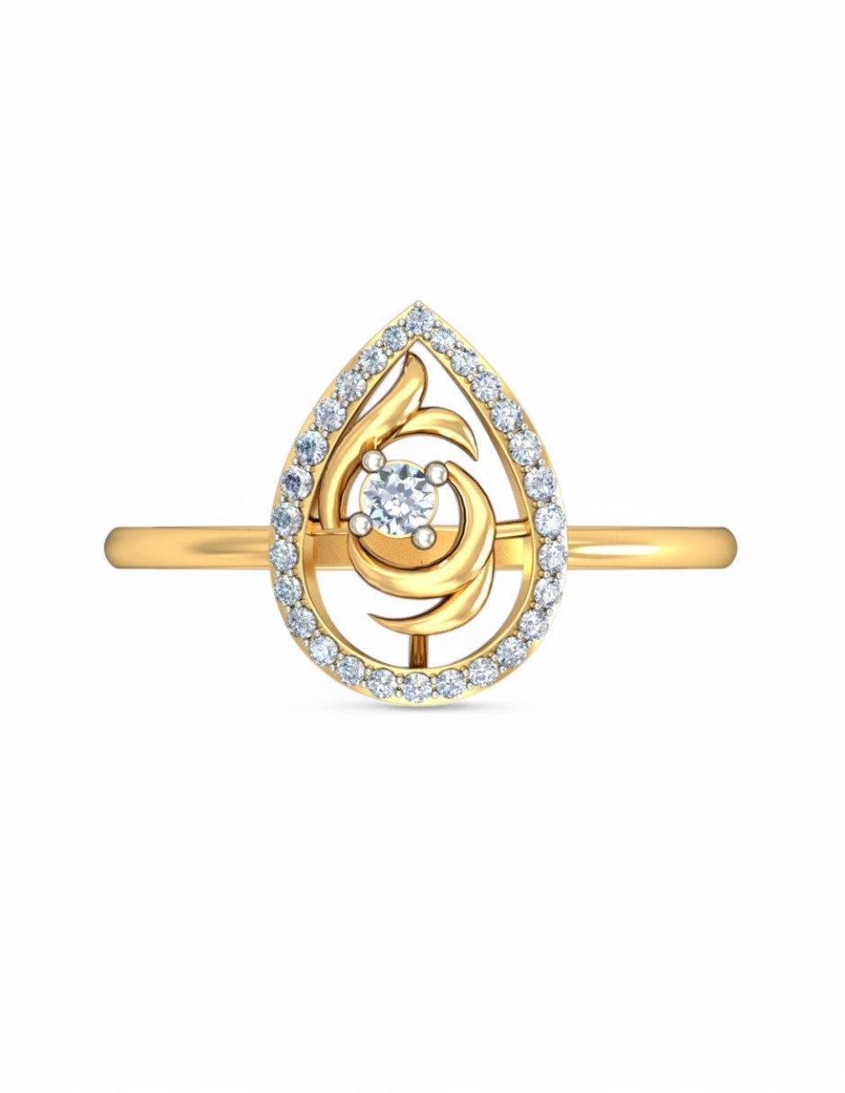 Anillo 10 k de oro amarillo zirconia brillante