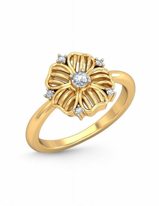 Anillo 10 k de oro amarillo zirconia brillante