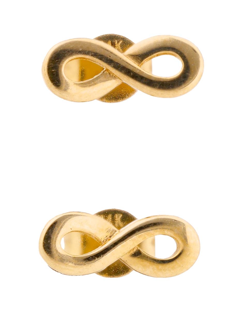 Aretes cortos de infinito Sini de oro 14 k con acabado brillante