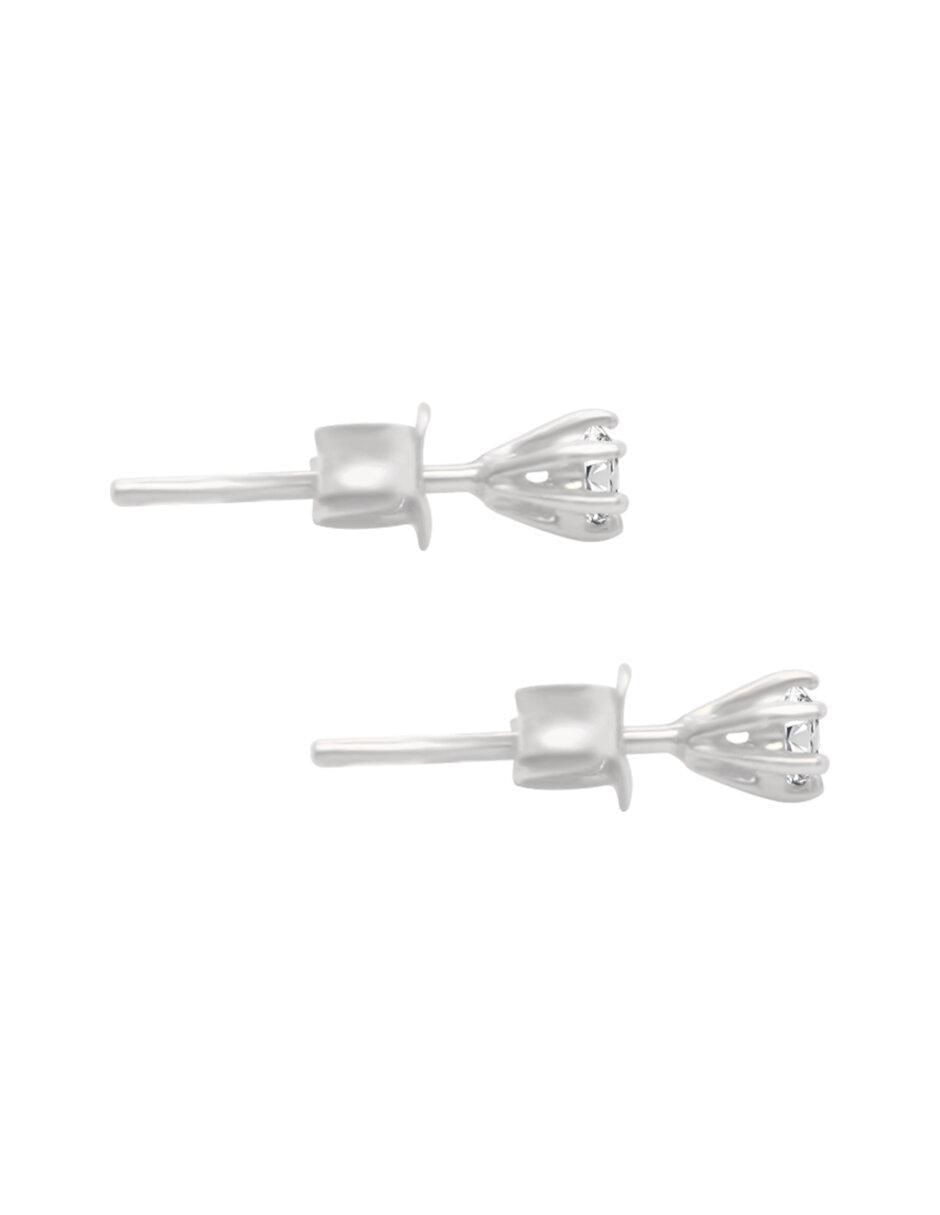 Aretes redondos de oro 14 K con acabado brillante diamante 2