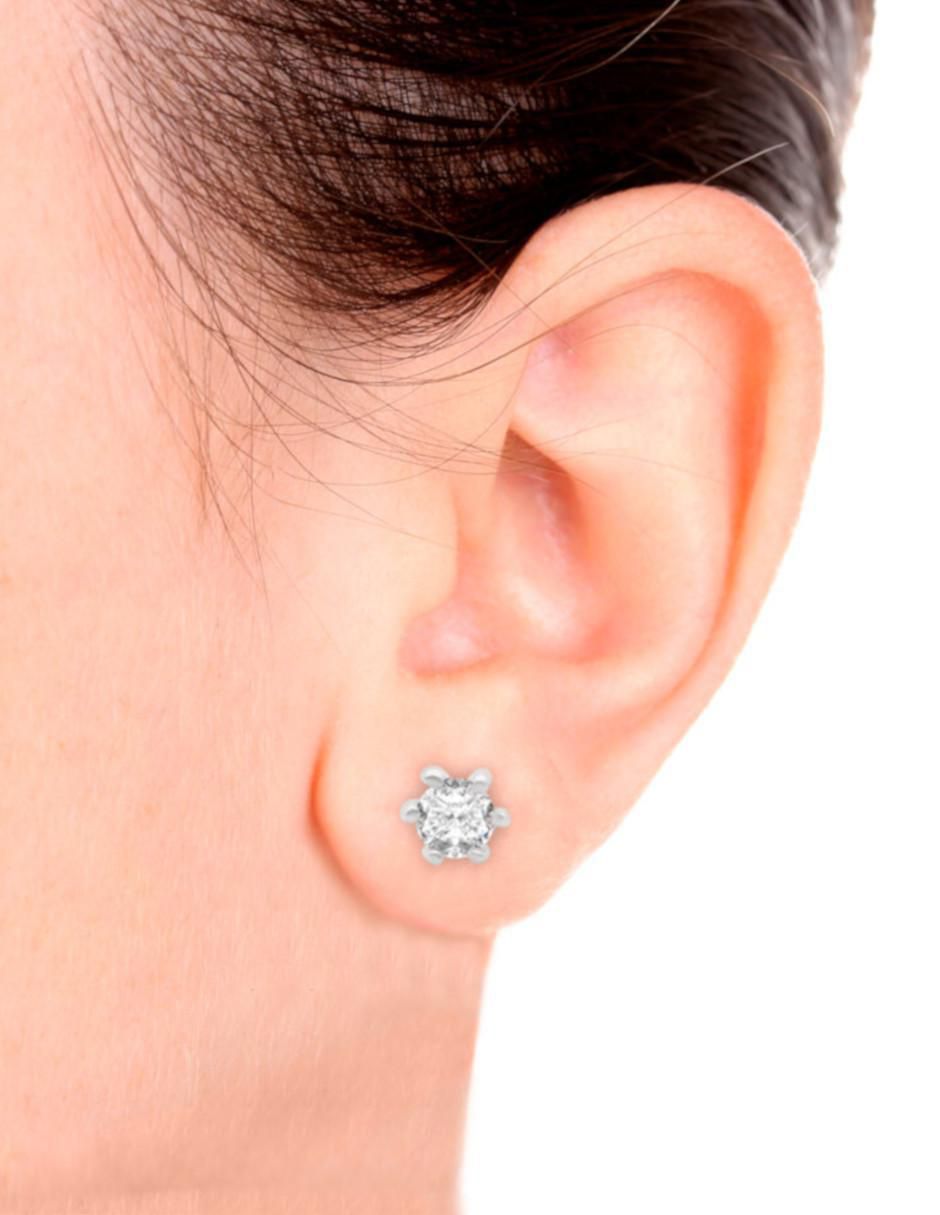Aretes redondos de oro 14 K con acabado brillante diamante 3