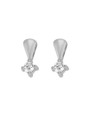 Aretes de oro blanco 14 K con acabado brillante diamante