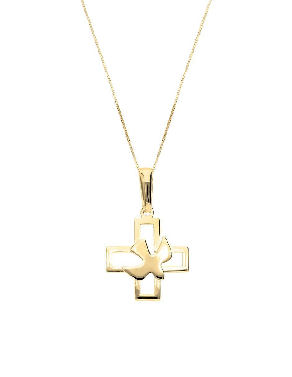 Collar con dije de cruz de oro 14 K Collar con dije de cruz de oro 14 K