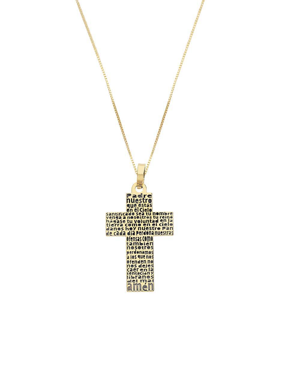 Collar con dije de cruz de oro 14 K