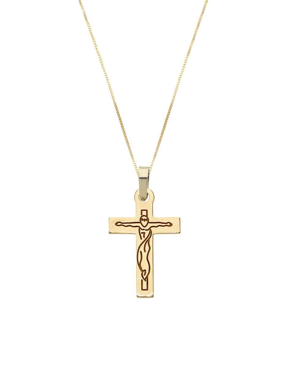 Collar con dije de cruz de oro 14 K