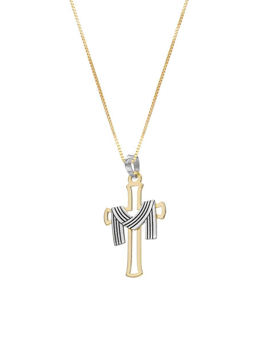 Collar con dije cruz de oro 14 K 2