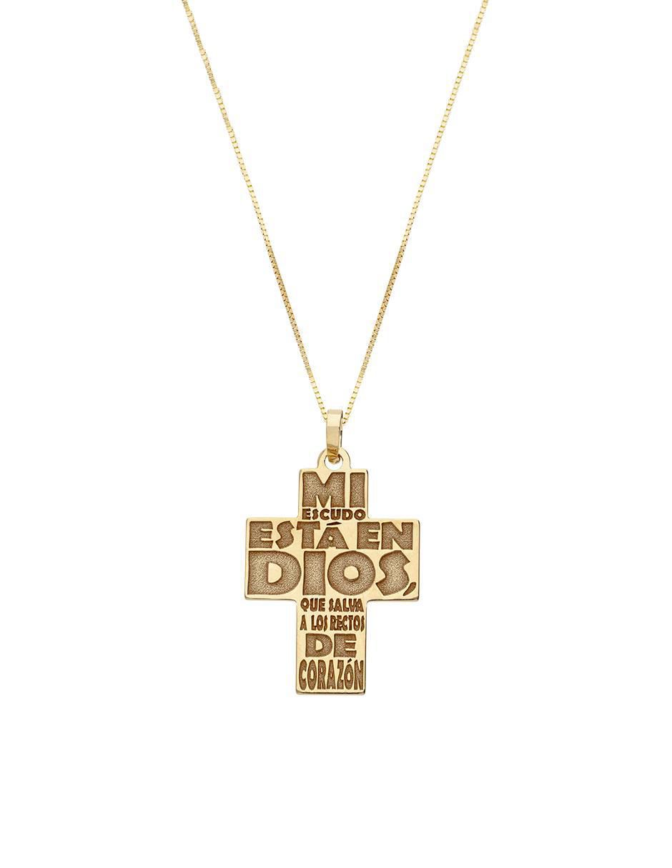 Collar con dije de cruz de oro 14 K