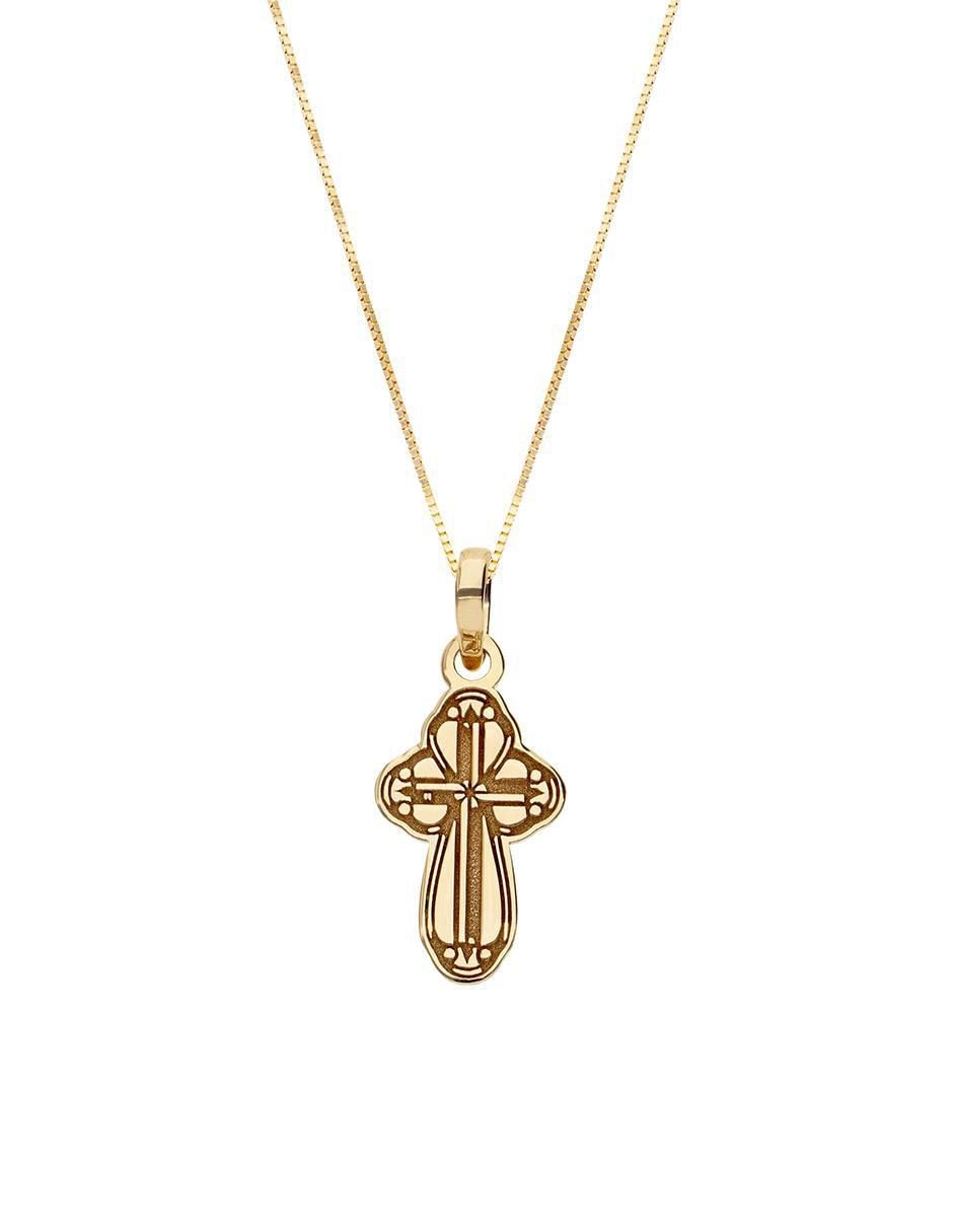Collar con dije de cruz de oro 10 K