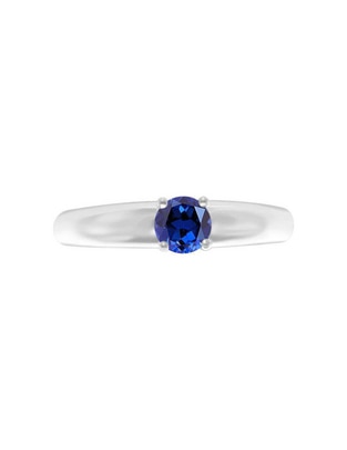 Anillo redondo Azul 14 k de oro zafiro brillante