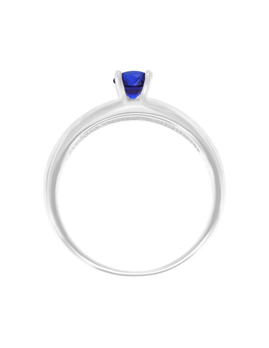 Anillo redondo Azul 14 k de oro zafiro brillante 5