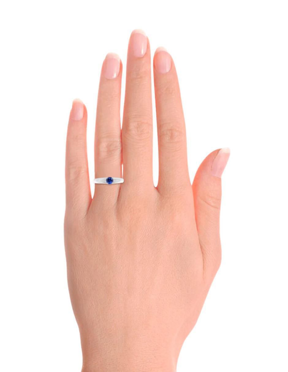 Anillo redondo Azul 14 k de oro zafiro brillante 3