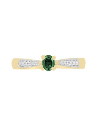 Anillo redondo Miloro 14 k de oro esmeralda y diamante brillante Anillo redondo Miloro 14 k de oro esmeralda y diamante brillante