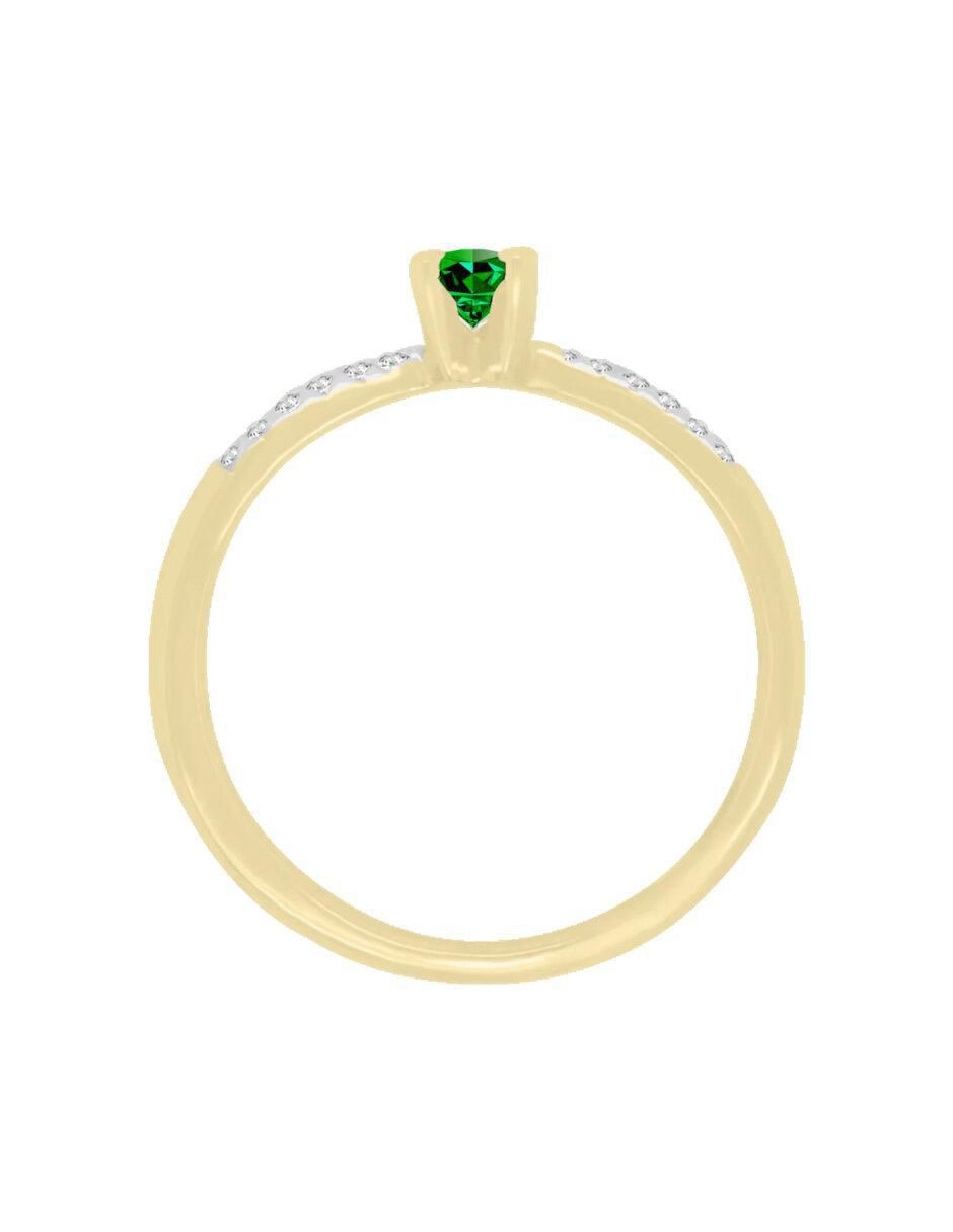 Anillo redondo Miloro 14 k de oro esmeralda y diamante brillante 5