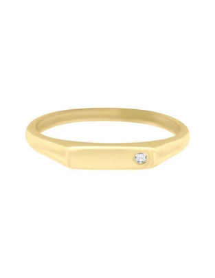 Anillo rectangular Sello 14 k de oro diamante brillante Anillo rectangular Sello 14 k de oro diamante brillante