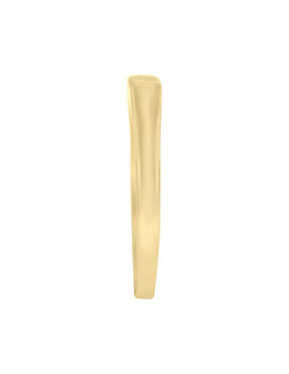 Anillo rectangular Sello 14 k de oro diamante brillante