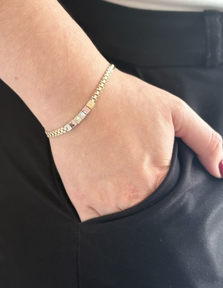Pulsera de oro 14 K acabado brillante 4