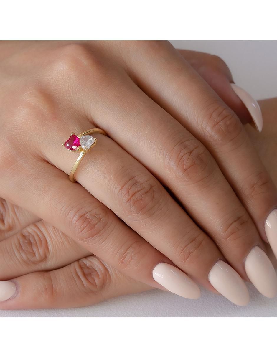 Anillo 10 k de oro zirconia brillante 2