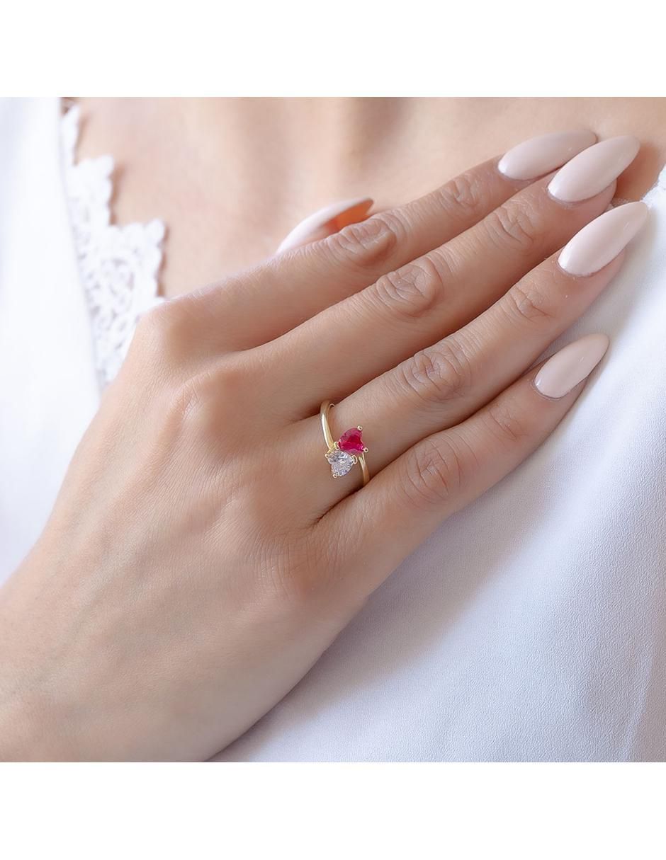 Anillo 10 k de oro zirconia brillante 3
