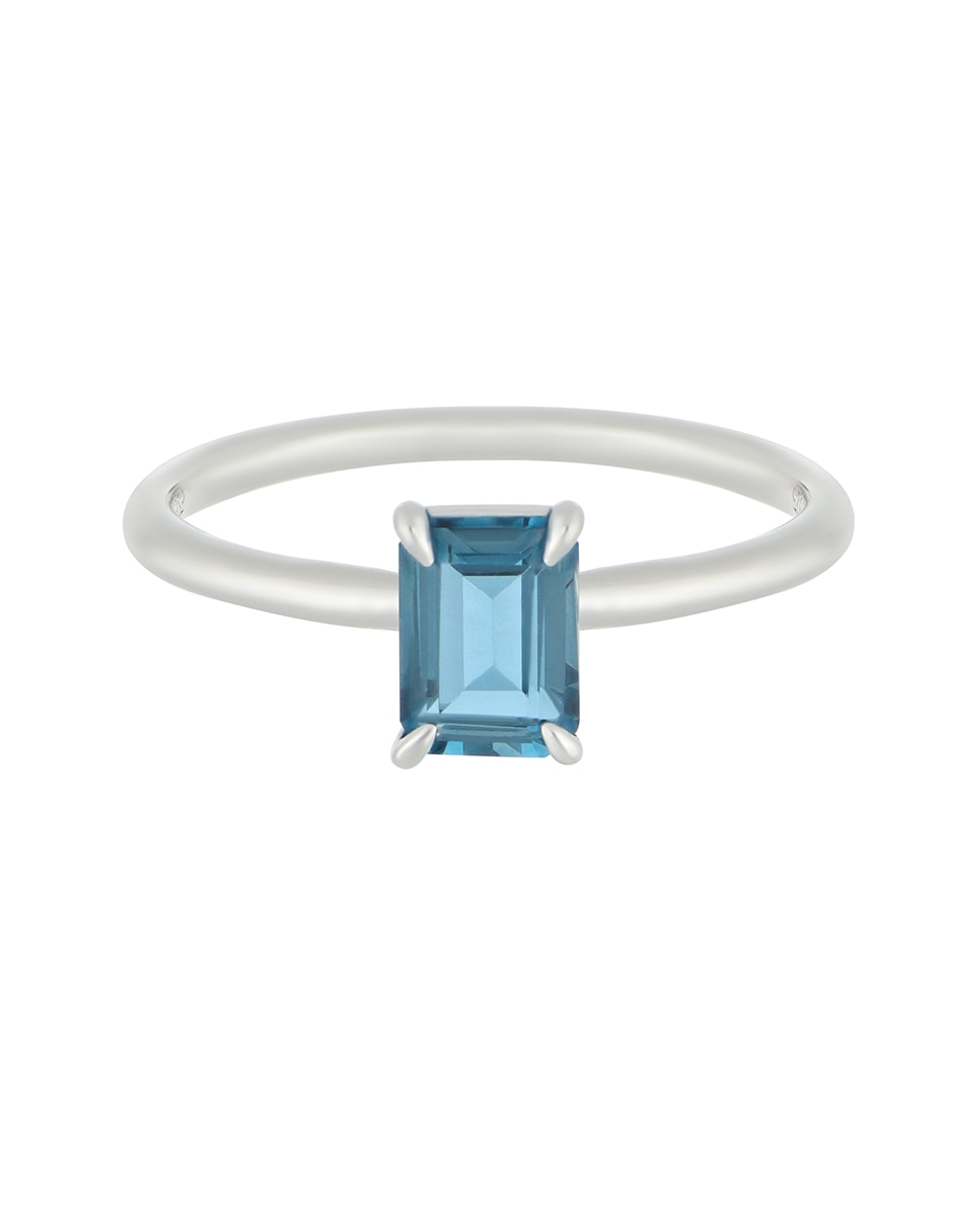 Anillo Colorful P 925 de plata topacio azul de londres liso 2