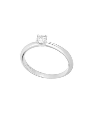 Anillo redondo Classy 14 k de oro blanco diamante pulido Anillo redondo Classy 14 k de oro blanco diamante pulido